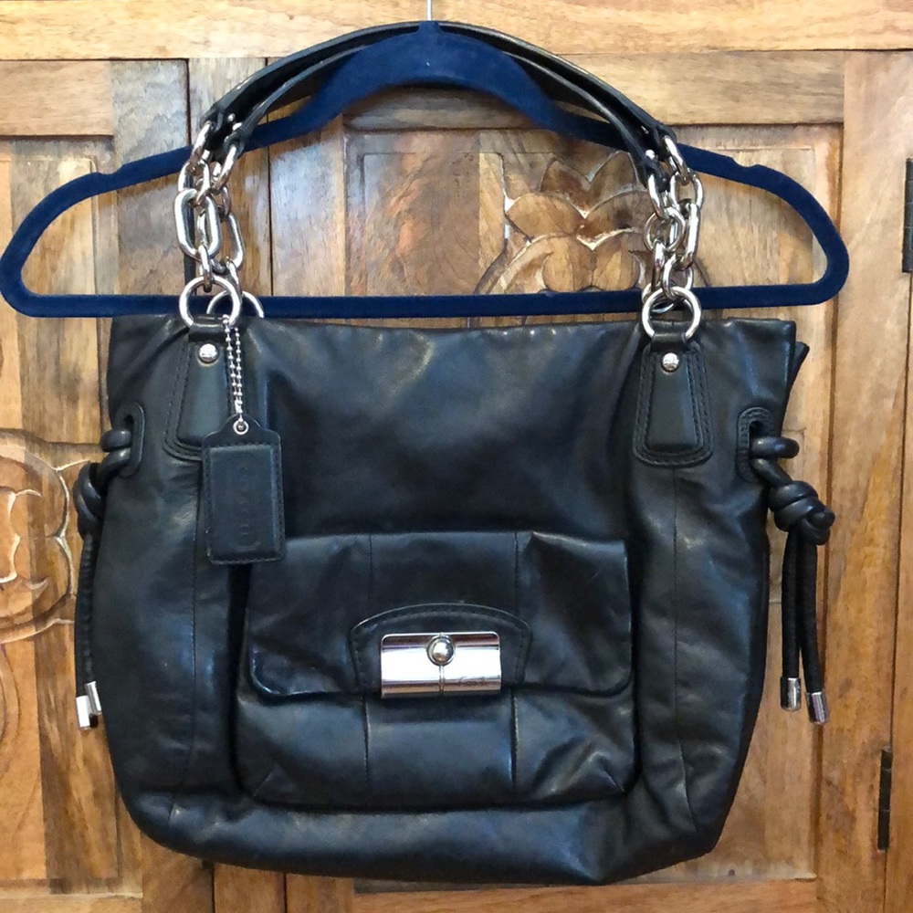 Coach Purse - All Black Leather Kristin Tote